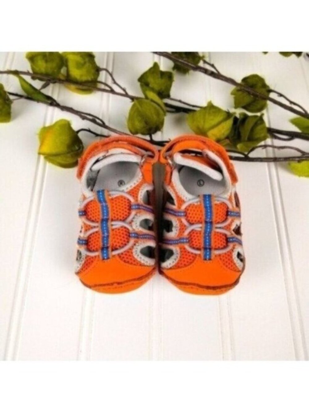 Riley Roos Patrick Leather Baby Shoes Orange Size Small 3-6 Months